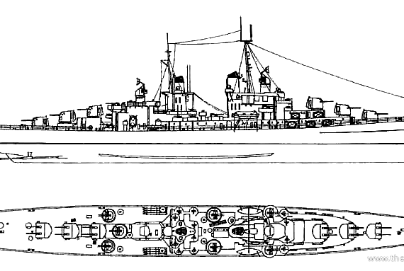 Крейсер USS CL-95 Oakland (1945) - чертежи, габариты, рисунки