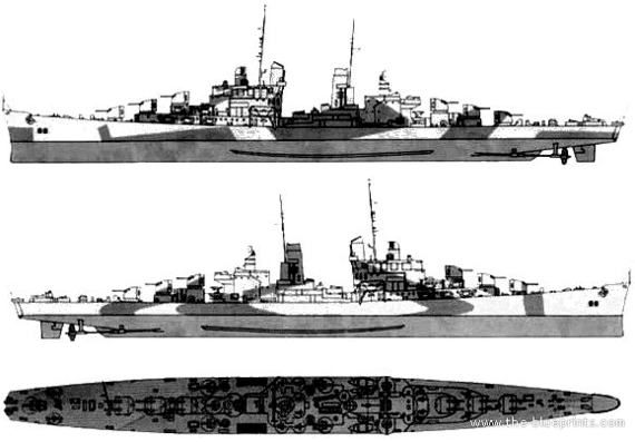 Крейсер USS CL-96 Reno - чертежи, габариты, рисунки