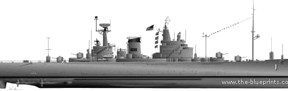 Боевой корабль USS CLC-1 Northampton - чертежи, габариты, рисунки