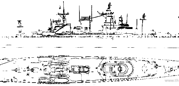 Крейсер USS CLC-1 Northampton (CA-125) Heavy Cruiser (1964) - чертежи, габариты, рисунки