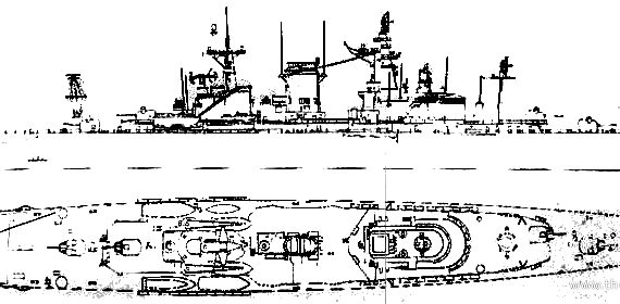 Крейсер USS CLC-1 Northampton (Command Cruiser) - чертежи, габариты, рисунки