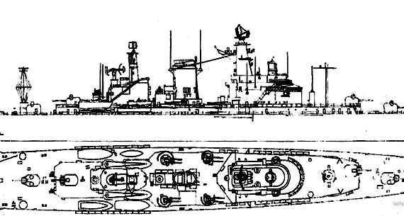 Cruiser USS CLC-1 Northampton (Heavy Cruiser) (1954) - drawings, dimensions, pictures