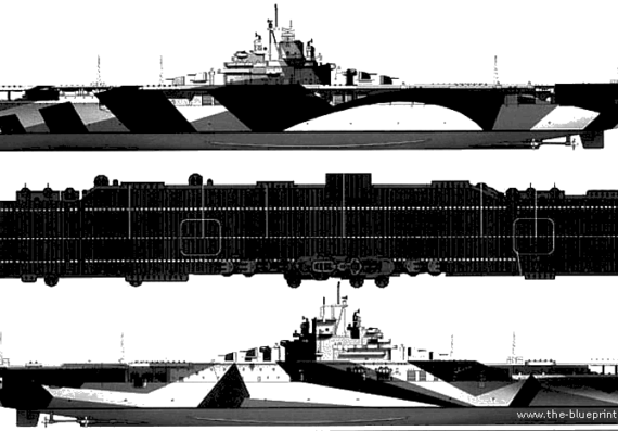 Боевой корабль USS CV-10 Yorktown - чертежи, габариты, рисунки