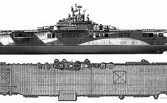 Авианосец USS CV-10 Yorktown (1944) - чертежи, габариты, рисунки