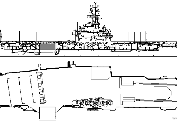 Авианосец USS CV-10 Yorktown (1970) - чертежи, габариты, рисунки
