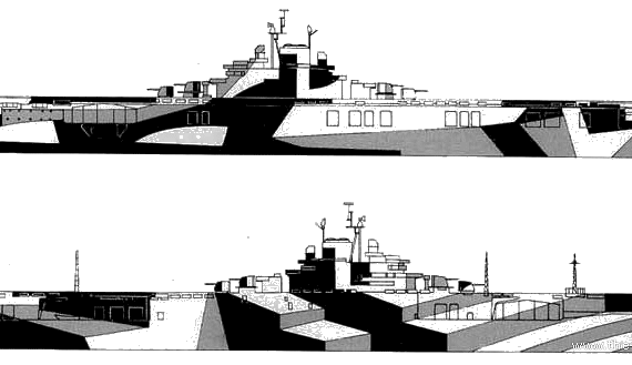 Aircraft carrier USS CV-11 Intrepid (Aircraft Carrier) (1944) - drawings, dimensions, pictures