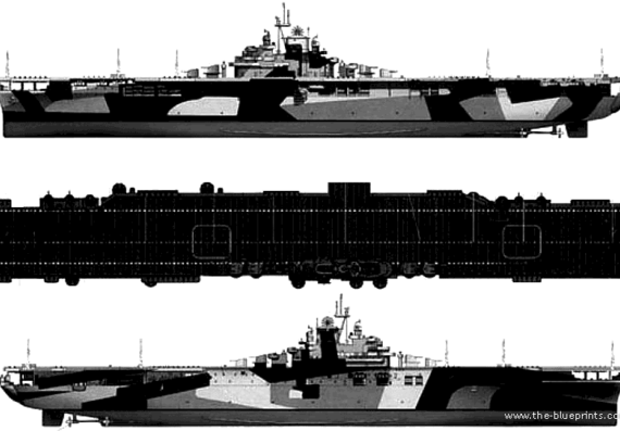 Боевой корабль USS CV-13 Franklin - чертежи, габариты, рисунки