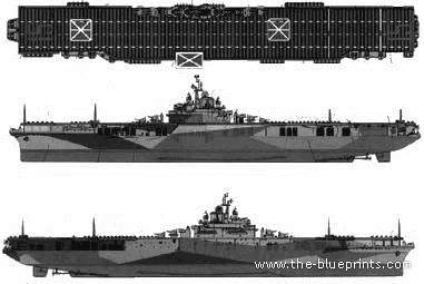 Авианосец USS CV-15 Randolph - чертежи, габариты, рисунки