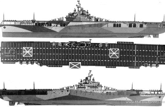 Aircraft carrier USS CV-15 Randolph (1945) - drawings, dimensions, pictures