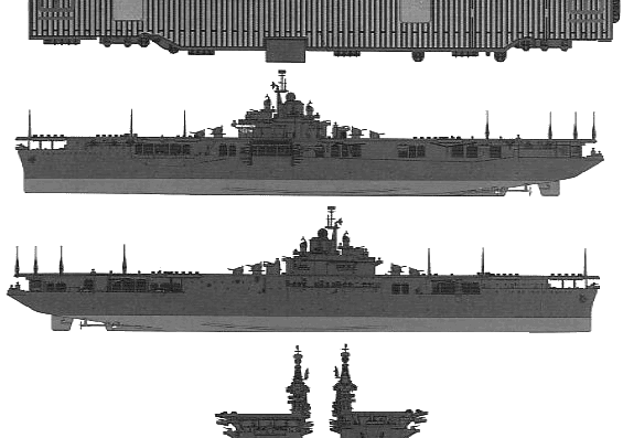 Авианосец USS CV-16 Lexington (1945) - чертежи, габариты, рисунки