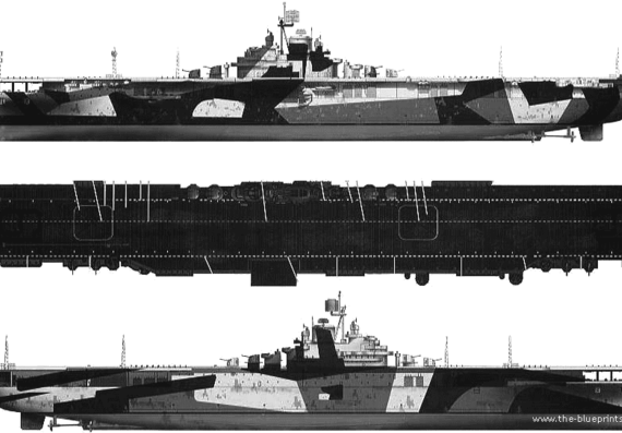 Aircraft carrier USS CV-19 Hancock - drawings, dimensions, pictures