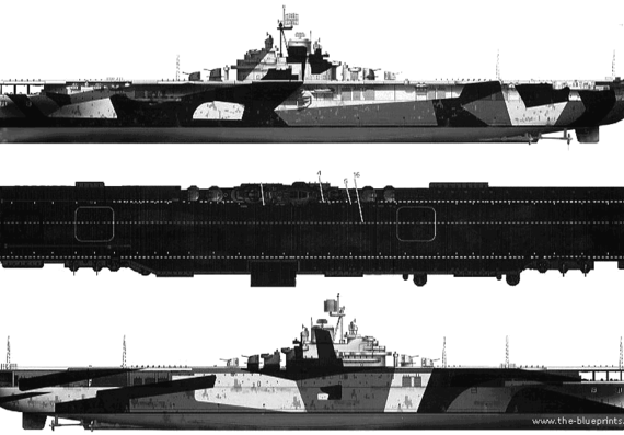 Авианосец USS CV-19 Hancock (1944) - чертежи, габариты, рисунки