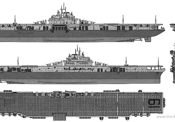 Aircraft carrier USS CV-19 Hancock (1945) - drawings, dimensions, pictures