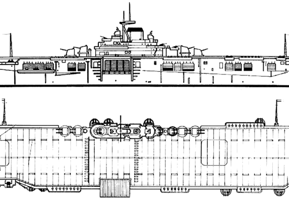 Aircraft carrier USS CV-19 Hancock 1945 (Aircraft Carrier) - drawings, dimensions, pictures