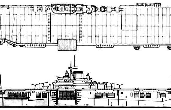Корабль USS CV-19 Hancock (Aircraft Carrier) (1944) - чертежи, габариты, рисунки
