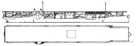 Авианосец USS CV-1 Langley - чертежи, габариты, рисунки