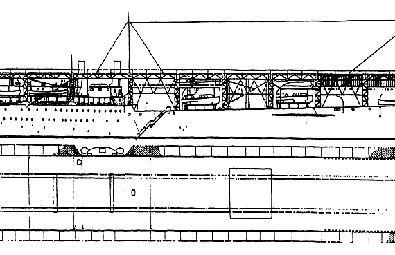 Авианосец USS CV-1 Langley (Aircraft Carrier) - чертежи, габариты, рисунки