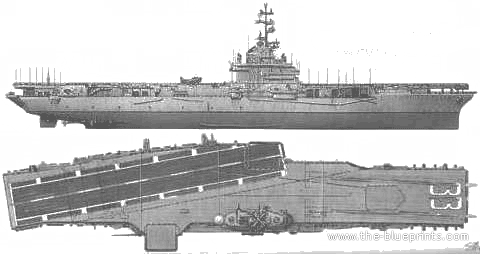 Авианосец USS CV-33 Kearsarge SCB-27A (1954) - чертежи, габариты, рисунки