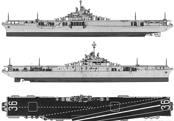 Авианосец USS CV-36 Antietam (1956) - чертежи, габариты, рисунки