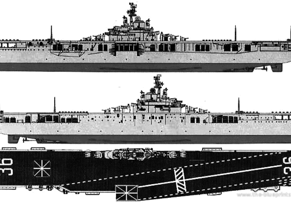 Авианосец USS CV-36 Antietam (Aircraft Carrier) (1953) - чертежи, габариты, рисунки
