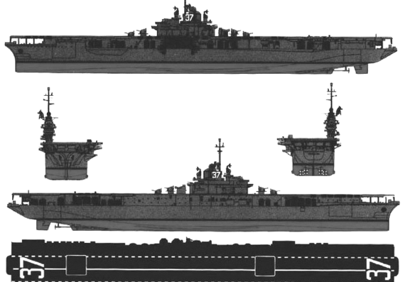 Авианосец USS CV-37 Princeton (Aircraft Carrier) - чертежи, габариты, рисунки