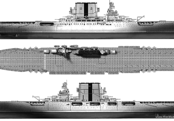 Авианосец USS CV-3 Saratoga (1936) - чертежи, габариты, рисунки