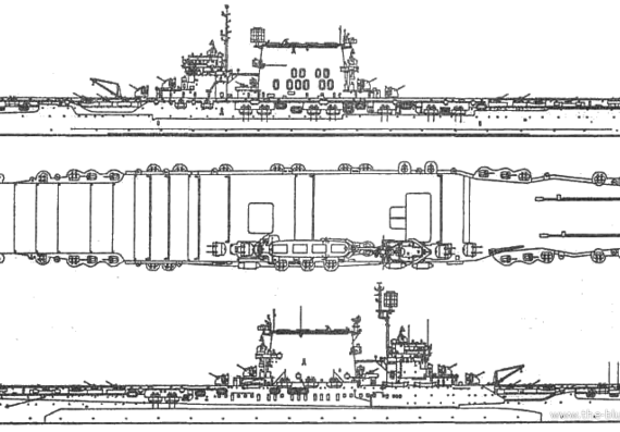 Авианосец USS CV-3 Saratoga (1942) - чертежи, габариты, рисунки