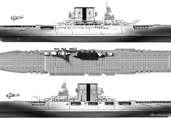 Aircraft carrier USS CV-3 Saratoga (Aircraft Carrier) (1936) - drawings, dimensions, pictures