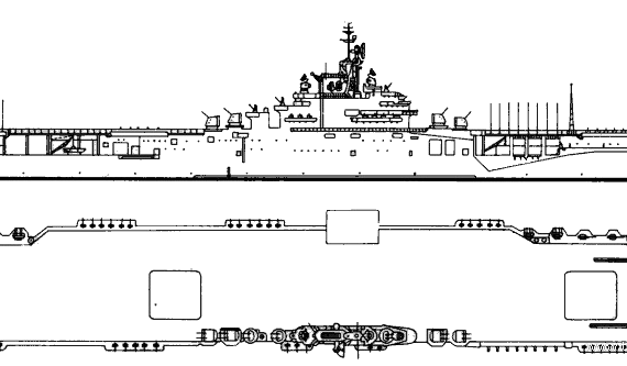 Авианосец USS CV-40 Tarawa (1945) - чертежи, габариты, рисунки