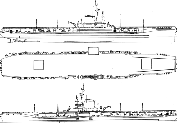 Корабль USS CV-41 Midway (Aircraft Carrier) (1946) - чертежи, габариты, рисунки