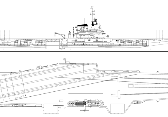 Авианосец USS CV-42 Franklin D. Roosevelt 1967 (Aircraft Carrier) - чертежи, габариты, рисунки