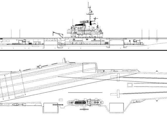 Авианосец USS CV-42 Franklin D. Roosevelt 1976 (Aircraft Carrier) - чертежи, габариты, рисунки