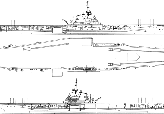 Корабль USS CV-42 Franklin D. Roosevelt (Aircraft Carrier) (1956) - чертежи, габариты, рисунки