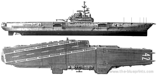 Aircraft carrier USS CV-42 Franklyn D. Roosevelt (1967) - drawings, dimensions, pictures