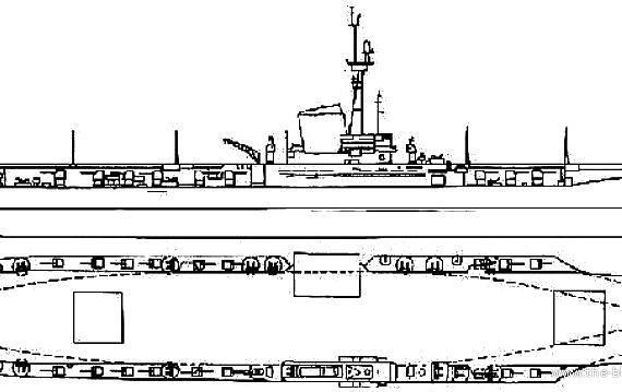 Авианосец USS CV-43 Coral Sea (1949) - чертежи, габариты, рисунки
