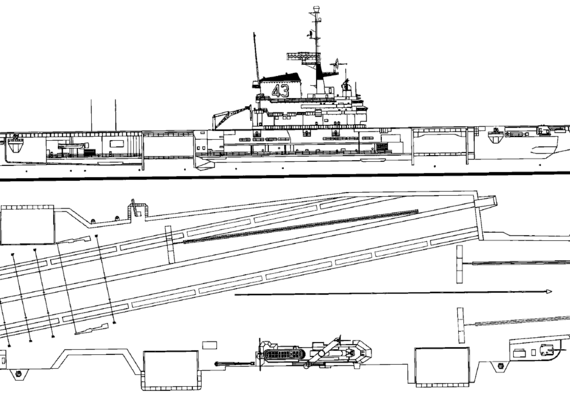 Авианосец USS CV-43 Coral Sea 1965 (Aircraft Carrier) - чертежи, габариты, рисунки