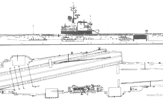 Авианосец USS CV-43 Coral Sea (1968) - чертежи, габариты, рисунки