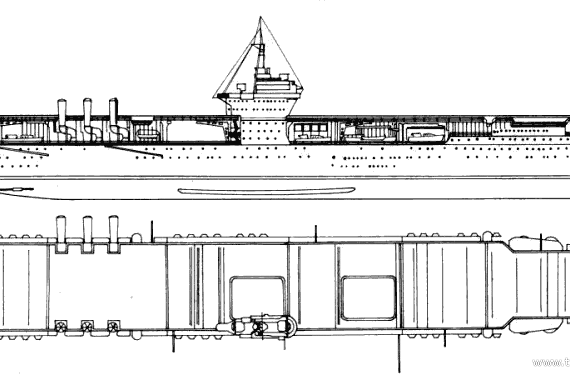 Авианосец USS CV-4 Ranger - чертежи, габариты, рисунки