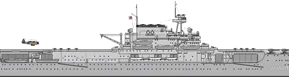 Корабль USS CV-5 Yorktown (Aircraft Carrier) (1943) - чертежи, габариты, рисунки