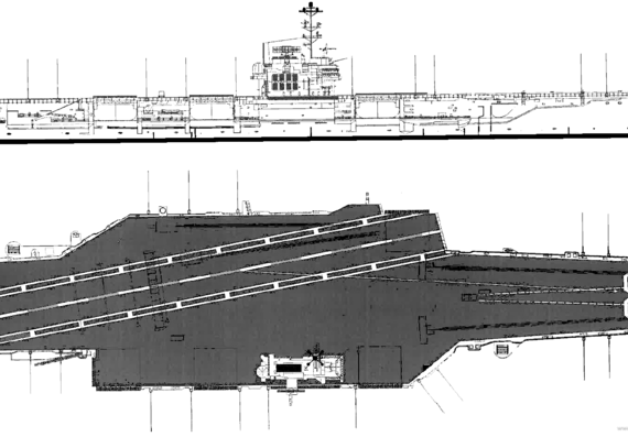 Авианосец USS CV-60 Saratoga (Aircraft Carrier) - чертежи, габариты, рисунки