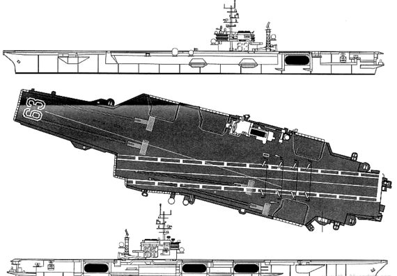 Авианосец USS CV-63 Kitty Hawk (Aircraft Carrier) (1998) - чертежи, габариты, рисунки