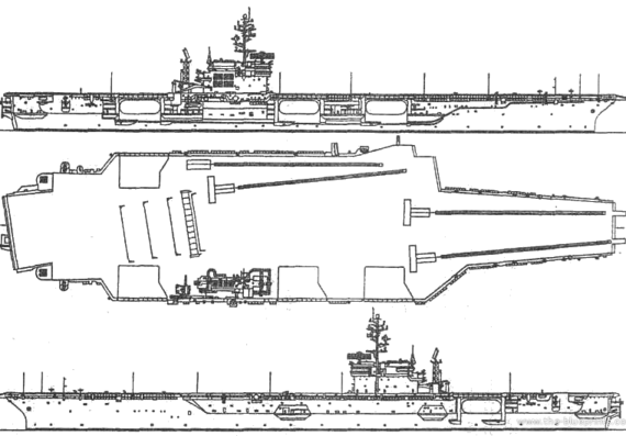 Aircraft carrier USS CV-64 Constellation - drawings, dimensions, pictures