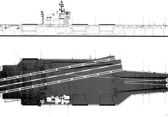 Авианосец USS CV-66 America 1967 (Aircraft Carrier) - чертежи, габариты, рисунки