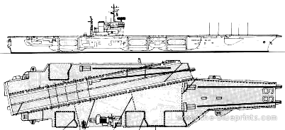 Корабль USS CV-66 America (Aircraft Carrier) - чертежи, габариты, рисунки