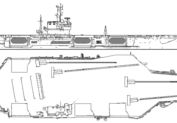Авианосец USS CV-67 John F Kennedy - чертежи, габариты, рисунки