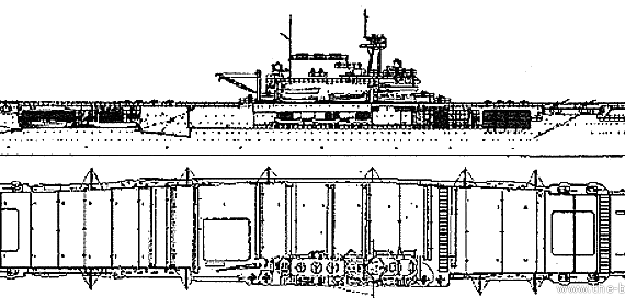 Авианосец USS CV-6 Enterprise (1938) - чертежи, габариты, рисунки
