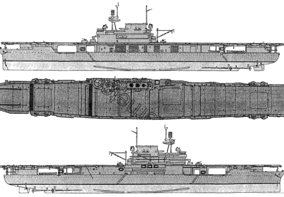 Aircraft carrier USS CV-6 Enterprise (Aircraft Carrier) (1942) - drawings, dimensions, pictures