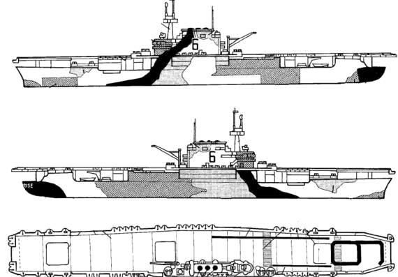 Aircraft carrier USS CV-6 Enterprise (Aircraft Carrier) (1943) - drawings, dimensions, pictures