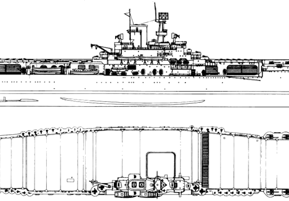 Авианосец USS CV-7 Wasp - чертежи, габариты, рисунки