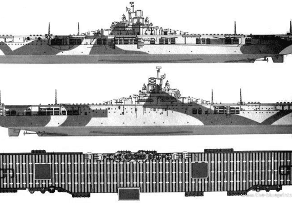 Авианосец USS CV-9 Essex (1944) - чертежи, габариты, рисунки